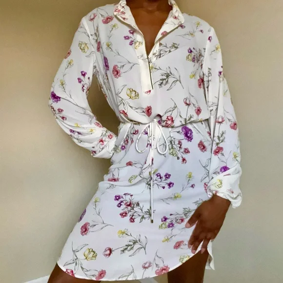 ralph lauren floral shirt dress Ralph Lauren Floral Linen Shirtdress With Tie